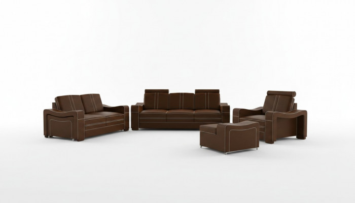 LEDERSOFA Op maat gemaakt SOFA SOF 3+2+1 USB BANKSTEL BEKLEDING SET Nieuw