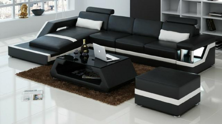 LEDERSOFA XXL WOONLANDSCHAP SET USB LEDEREN HOEKBANK Maatwerk HH4