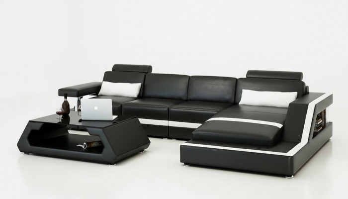 LEDERSOFA XXL WOONLANDSCHAP SET USB LEDEREN HOEKBANK Maatwerk HH4