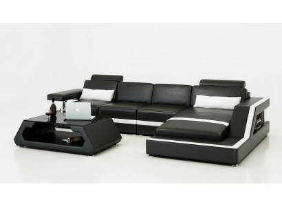 LEDERSOFA XXL WOONLANDSCHAP SET USB LEDEREN HOEKBANK Maatwerk HH4