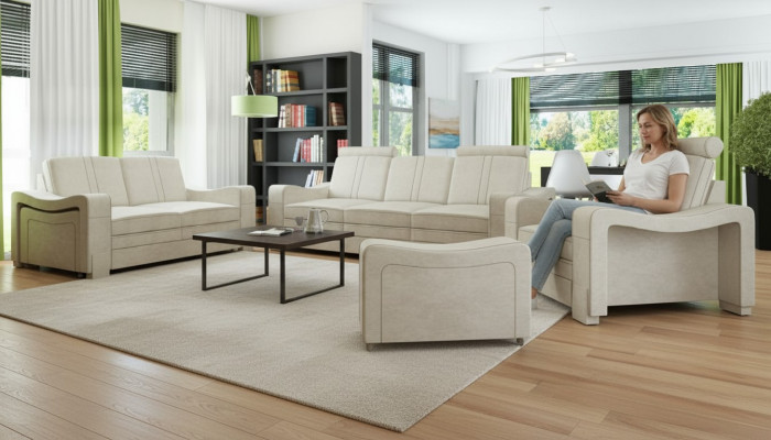 Sofaset Textiel Beklede Bank met USB Set Stoffen Bankstel 3+2+1 Woonlandschap