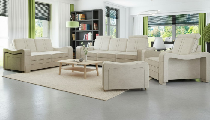 Sofaset Textiel Beklede Bank met USB Set Stoffen Bankstel 3+2+1 Woonlandschap