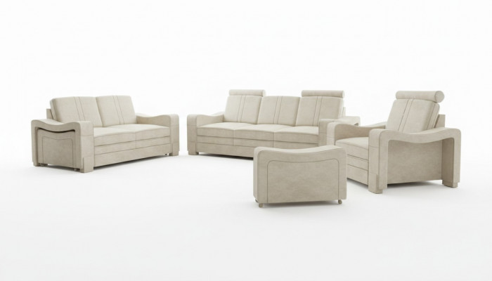 Sofaset Textiel Beklede Bank met USB Set Stoffen Bankstel 3+2+1 Woonlandschap