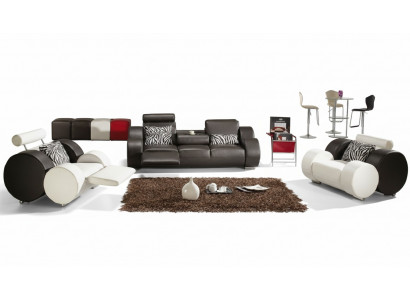 LEDERSOFA LEDERBANK 3+2+1 met USB BEKLEDINGSSET DESIGN SOFA NIEUW SET
