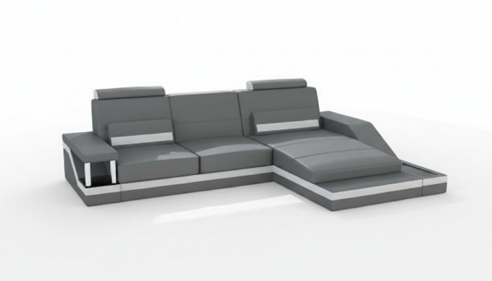 Modulaire bankstel van leer en textiel stof met USB, nieuw op maat gemaakt.