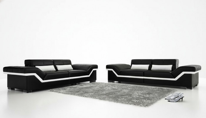 Leren bank met USB op maat Sofa 3 + 3 zits designbank gestoffeerd lederen salon