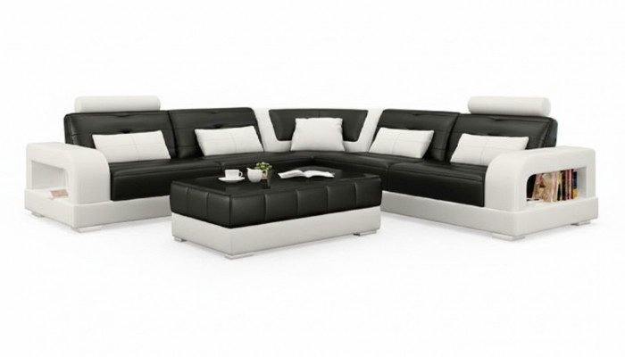 LEDERBANK BANK met USB, HOEKBANK "H2209" BANKSTEL DESIGNER BANK Op maat gemaakt