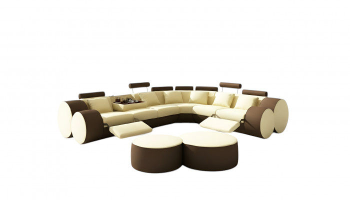 Designer leren bank met USB-bank leren bank hoekbank woonlandschap op maat gemaakt.