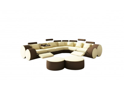 Designer leren bank met USB-bank leren bank hoekbank woonlandschap op maat gemaakt.