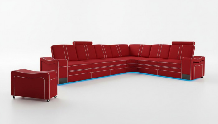 LEDEREN BANKSTEL XXL WOONLANDSCHAP SET LEDEREN HOEKBANK SET met USB BEKLEDING