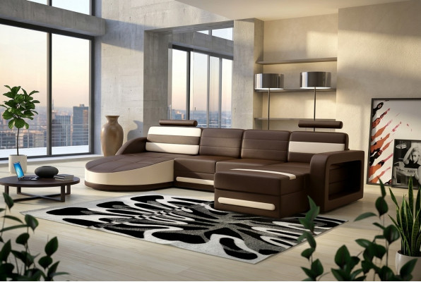 WOHNLANDSCHAFT LEDERSOFA XXL ECKSOFA + USB GARNITUR ECKCOUCH Massanfertigung  WOONLANDSCHAP LEDEREN BANKSTEL XXL HOEK BANKSTEL + USB-SET HOEKCOUCH Maatwerk