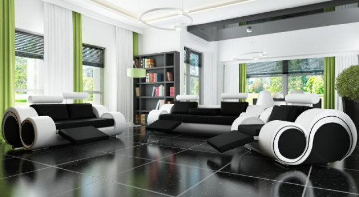 Bankstel met USB, bekledingsset 3+2 zitplaatsen Designerbank Leren bank op maat