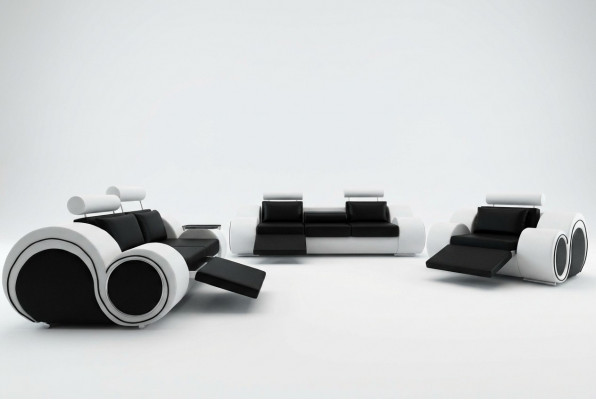 Bankstel met USB, bekledingsset 3+2 zitplaatsen Designerbank Leren bank op maat