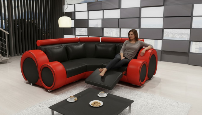 LEDEREN BANKSTEL MET USB-ONTWERP HOEK BANKSTEL BERLIJN SOFA SET BEKLEDING Op maat gemaakt Nieuw