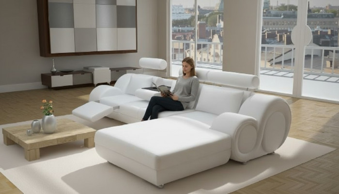 Designer gestoffeerd bankstel + USB-lederen bankstel woonlandschap hoekbankstel set Berlijn II