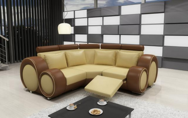 LEDERBANK WOONLANDSCHAP BANKSTEL COUCH DESIGN HOEKBANK BERLIJN SOFA SET met USB