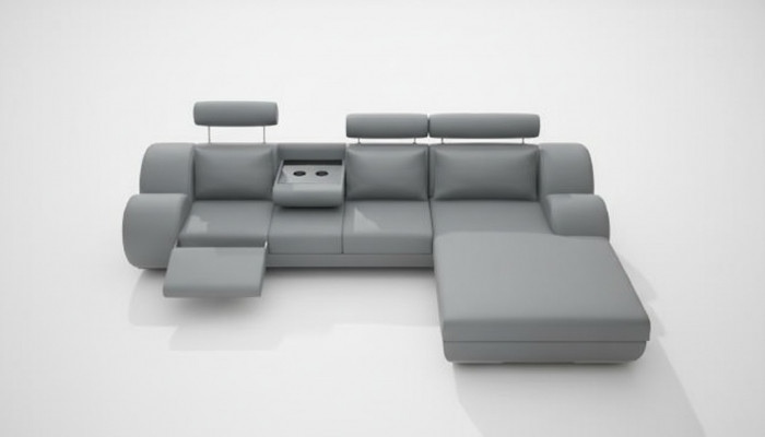 Ontwerper set woonlandschap hoekbank bank USB-bekleding leren bankstellen grijze sofa's.