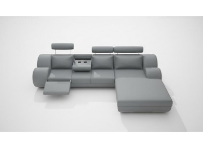 Ontwerper set woonlandschap hoekbank bank USB-bekleding leren bankstellen grijze sofa's.