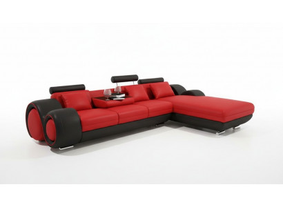 Gepatenteerd ontwerp hoekbank Sofa + USB, gestoffeerd lederen hoekbank BERLIN zitgroep