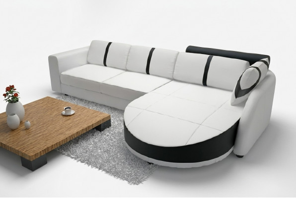 LEREN HOEKBANK MET SLAAPFUNCTIE DESIGNBANK SLAAPBANK LEREN HOEKBANK met USB