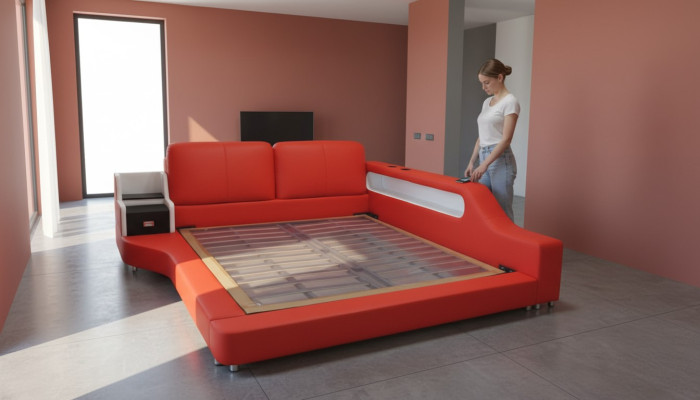 Twee luxe designleren bedpanelen met USB-hotel multifunctioneel.