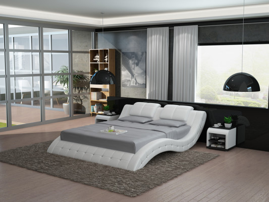 Luxe leren bed met USB-beklede bedden Dubbel Modern Huwelijk 140/160/180 cm