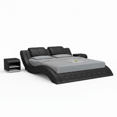 Luxe leren bed met USB-beklede bedden Dubbel Modern Huwelijk 140/160/180 cm