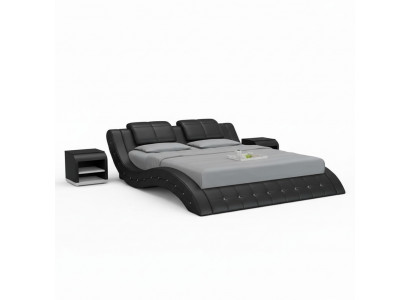 Luxe leren bed met USB-beklede bedden Dubbel Modern Huwelijk 140/160/180 cm