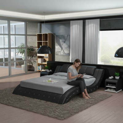 Luxe leren bed USB-design gestoffeerde bedden dubbel modern huwelijk 140/160/180 LB8824