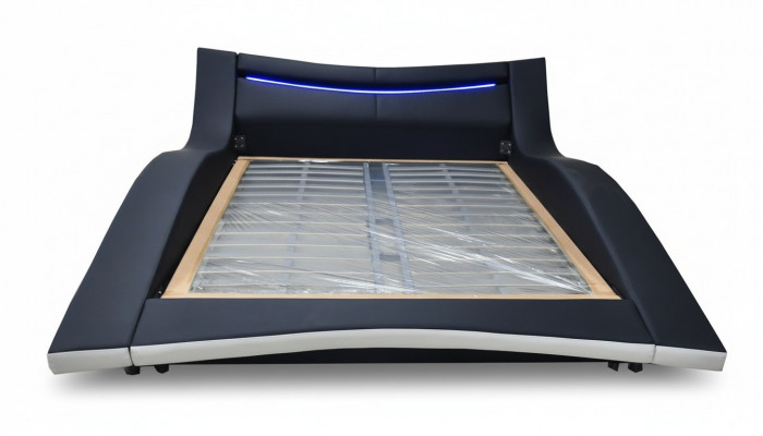 Luxe design leren tweepersoons hotelbed met USB, gestoffeerd echtelijke bedframe nieuw