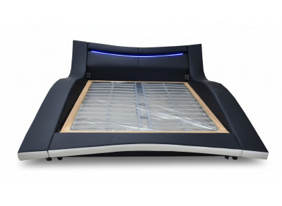Luxe design leren tweepersoons hotelbed met USB, gestoffeerd echtelijke bedframe nieuw