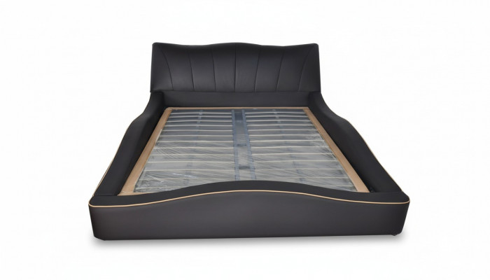 Luxe designleren gestoffeerd hotelbed met USB-framestructuur Bedden Gestoffeerd