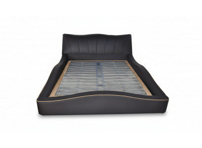 Luxe designleren gestoffeerd hotelbed met USB-framestructuur Bedden Gestoffeerd