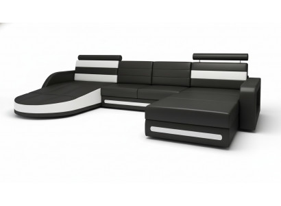 Hoekbank Bank met USB, bekleding U-vorm woonlandschap Hoekbank Xxl Zwart Nieuw