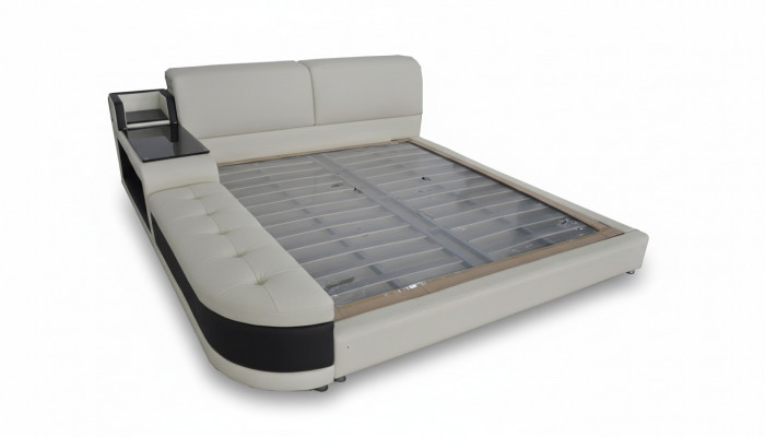 Ontwerper gestoffeerd bed voor slaapkamer gemaakt van hoogwaardige materialen.