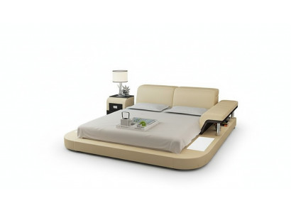 Ontwerp bed XXL Grote bedden Lederen Hotelbekleding 180x200 Multifunctioneel rek USB