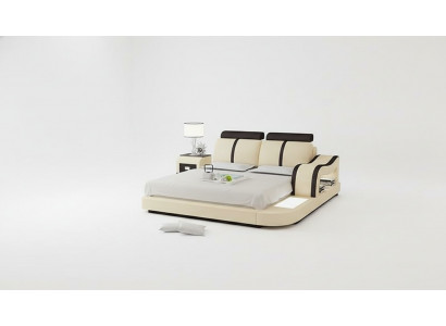 Ontwerp Bed XXL Grote Bedden Leer Hotel Bekleding 180x200 Multifunctioneel Rek USB