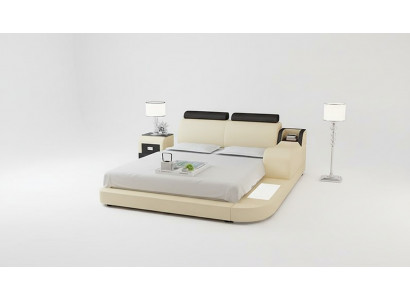 Ontwerp bed XXL Grote bedden Lederen hotel bekleding 160x200 cm Multifunctioneel rek USB