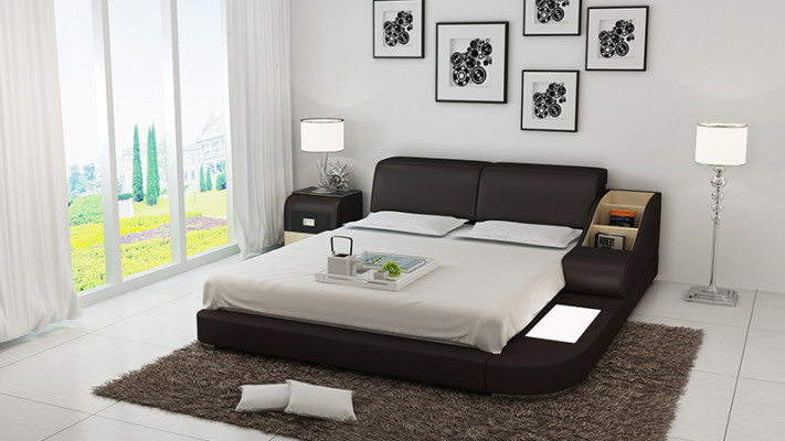 Designbed XXL Grote Bedden Leren Hotel Bekleding 160x200cm Multifunctioneel Plank USB