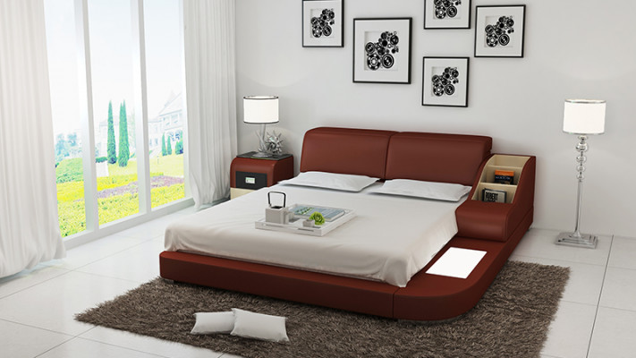 Designbed XXL Grote Bedden Leren Hotel Bekleding 160x200cm Multifunctioneel Plank USB