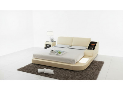 Ontwerpbed XXL Grote bedden Leren bekleding Hotel 160x200cm multifunctioneel rek USB