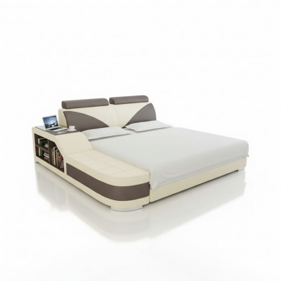Ontwerp Gestoffeerd Tweepersoonsbed Moderne Slaapkamerbedden 140x200cm + USB & Plank