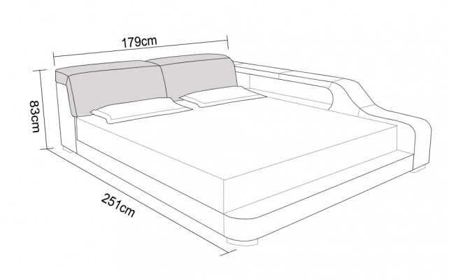 Ontwerp gestoffeerd tweepersoonsbed Moderne bedden Slaapkamer 200x210cm met USB & plank