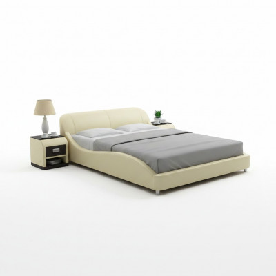 Ontwerp Gevoerde Tweepersoons Bed Moderne Bedden Slaapkamer met USB & Plank 200x210 cm