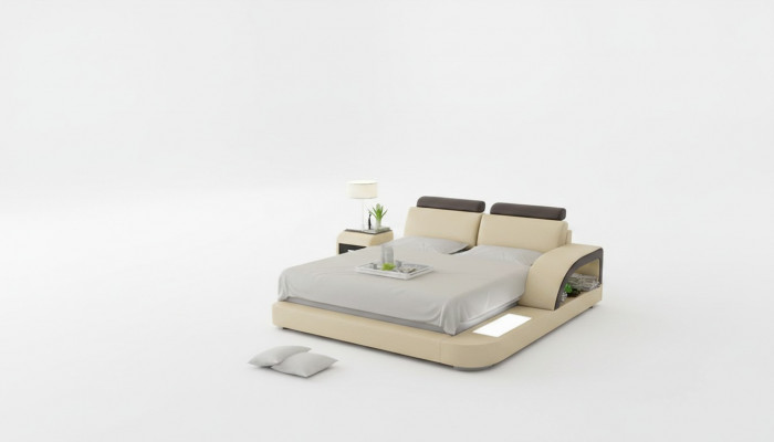 Design Gestoffeerd Tweepersoonsbed Moderne Bedden Slaapkamer met USB & Plank 160x200cm