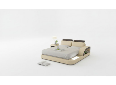 Design Gestoffeerd Tweepersoonsbed Moderne Bedden Slaapkamer met USB & Plank 160x200cm