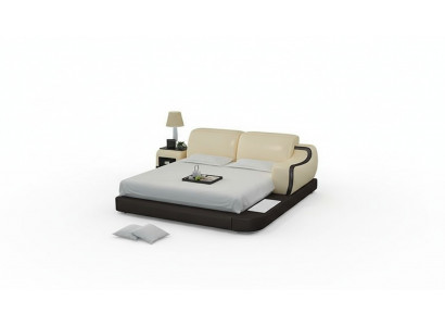 Ontwerpbed XXL Groot Bed Hotel Beklede 200x200 Multifunctionele Plank USB Leer