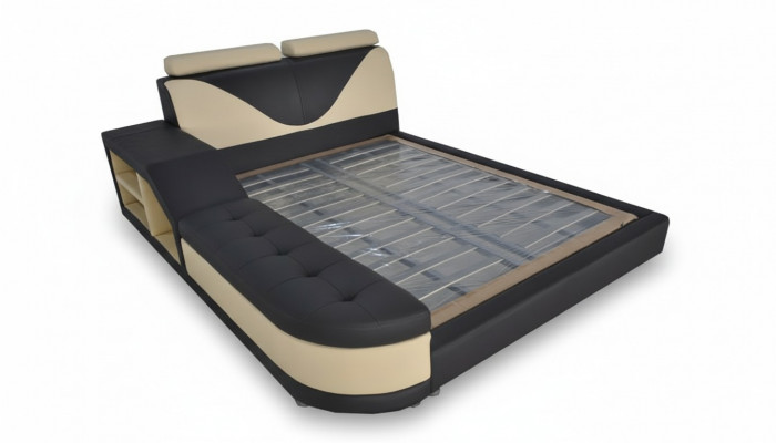 Ontwerp Multifunctioneel Bed XXL Grote Bedden Lederen Hotel Bekleding 180x200 Plank USB