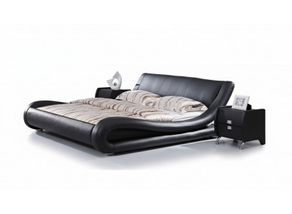 XXL Tweepersoons leren bed met USB, leren ontwerper 4761
