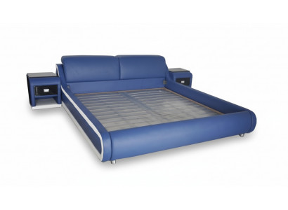Twee luxe leren bed + USB gestoffeerde bedden Multifunctioneel LB8835
